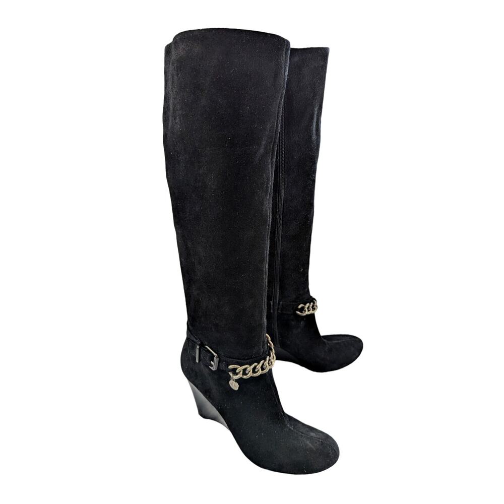 Bcbgeneration! Merry Black Suede Leather Wedge He… - image 2